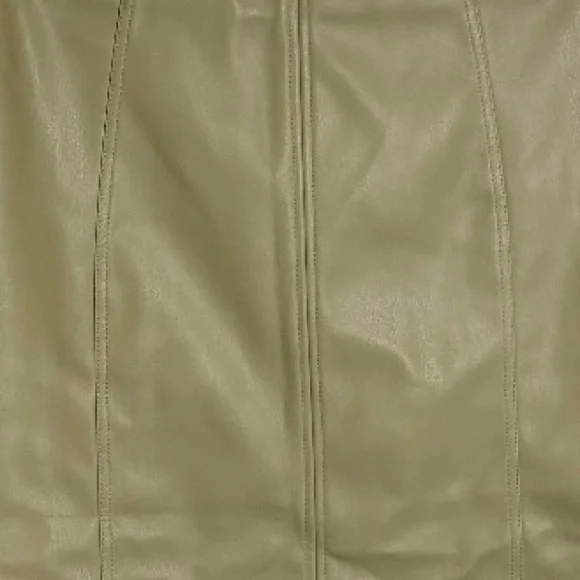 Shinestar Mini Skirt Vegan Faux Leather Sage Green Lined Women’s Size Large - Picture 2 of 6